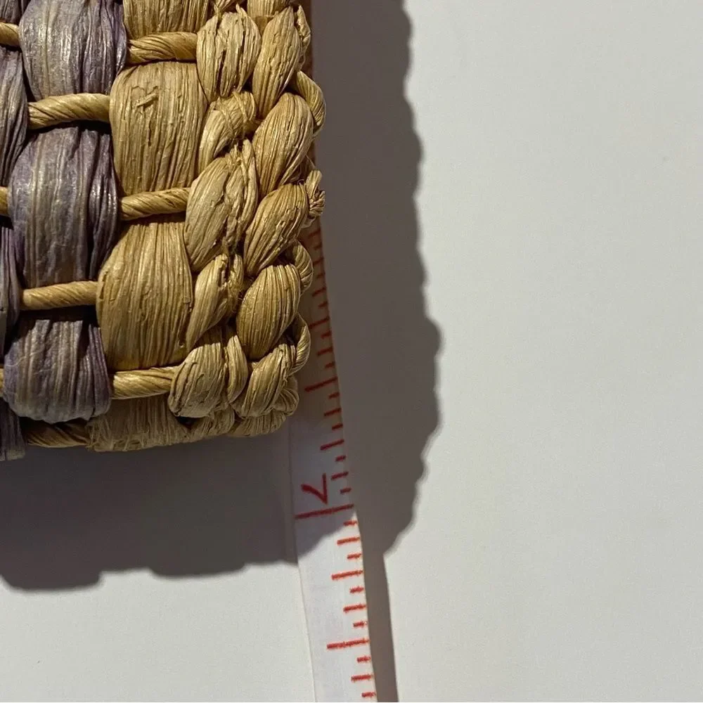 Vintage Straw Chic Flap Beach Boho Summer Multi-Color Striped Clutch Hand Bag